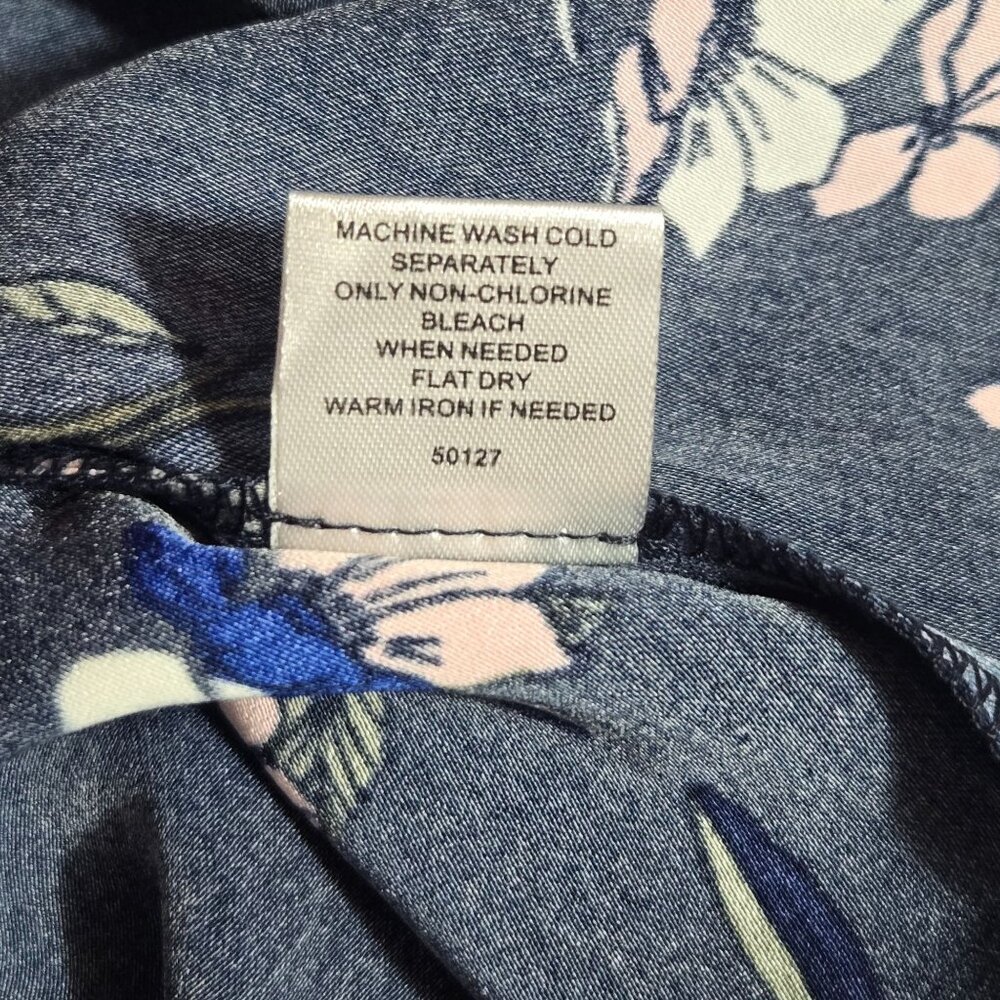 41 Hawthorn Floral Sleeveless Tie Waist Button Front Dress Claira Navy Pink NWT - Picture 8 of 8